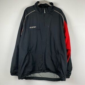 CCM Red and Black Mesh Lined Vented Windbreaker, Size Large